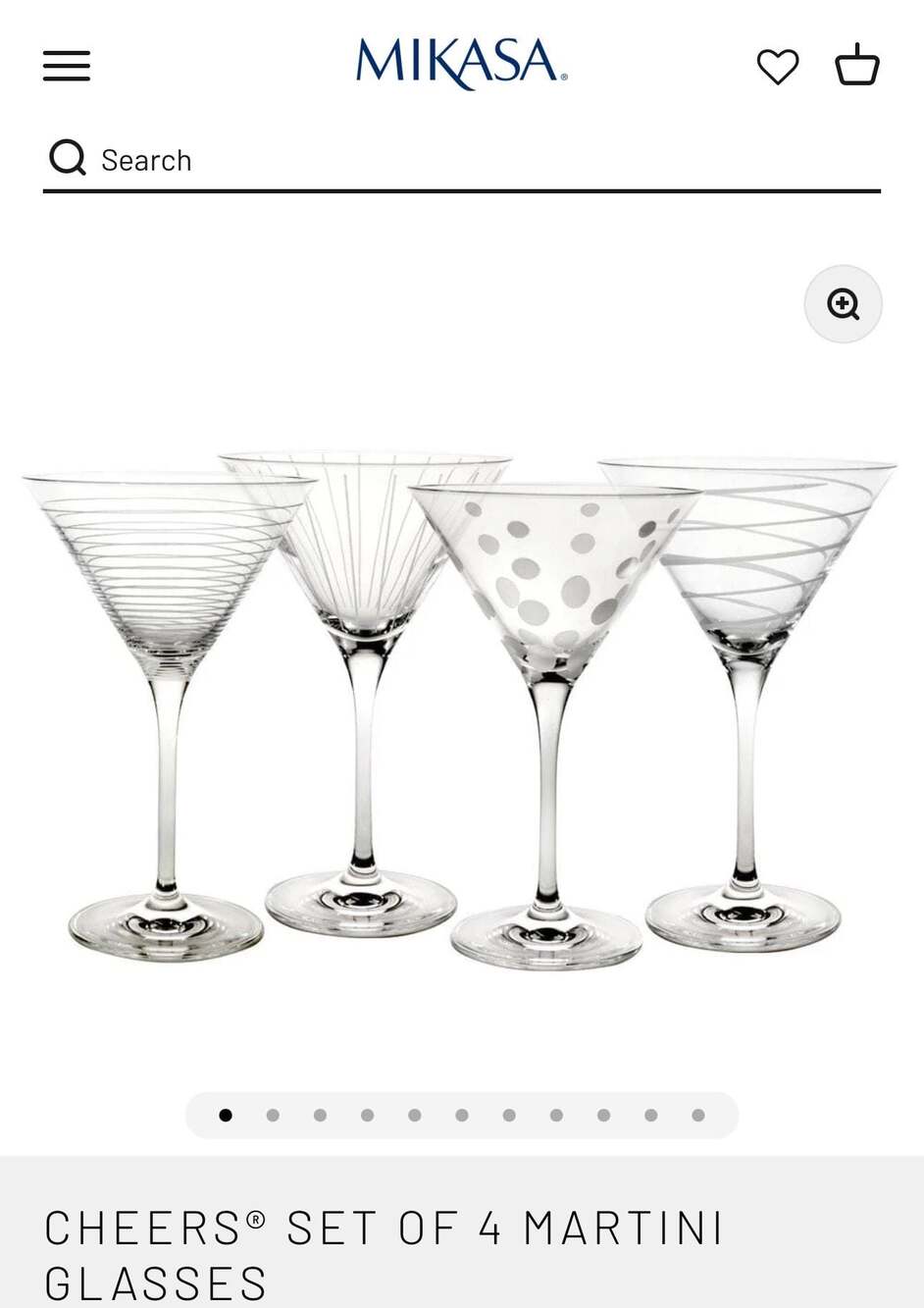 Mikasa Cheers Martini Glasses, Set of 4